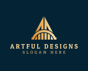 Modern Arch Bridge Letter A logo design