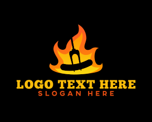 Fire - BBQ Flame Sausage logo design