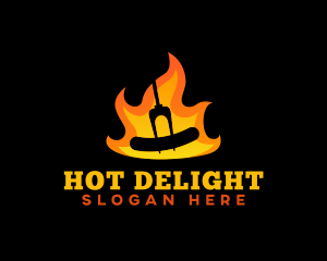 BBQ Flame Sausage logo design