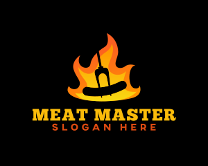 BBQ Flame Sausage logo design