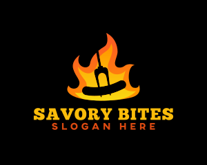 Sausage - BBQ Flame Sausage logo design