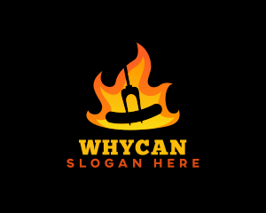 Spicy - BBQ Flame Sausage logo design