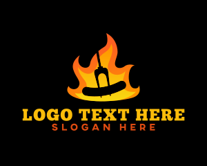 Hot Dog Stand - BBQ Flame Sausage logo design