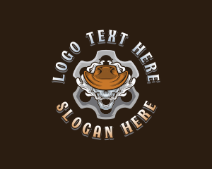 Skull - Smoking Skull Cowboy logo design