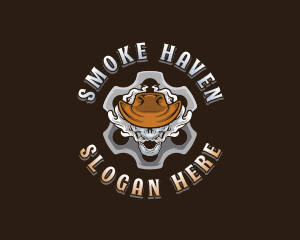 Smoking Skull Cowboy logo design