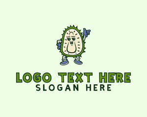 Supermarket - Durian Fruit Cartoon logo design