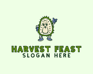 Durian Fruit Cartoon logo design