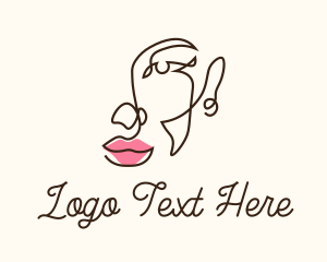 Girl - Lip Pout Beauty Studio logo design