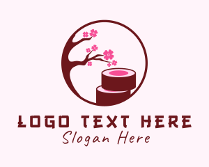 Osaka - Cherry Blossom Sushi logo design