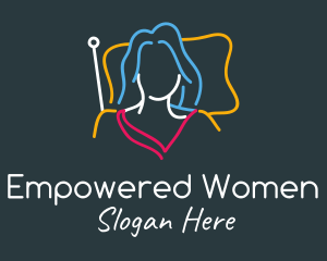 Female Woman Leader Flag logo design