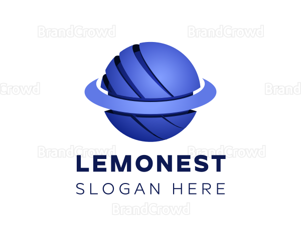 Blue 3D Cosmic Planet Logo