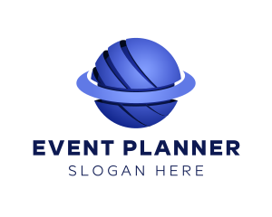 Blue 3D Cosmic Planet Logo