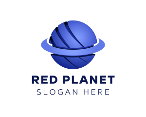 Blue 3D Cosmic Planet logo design