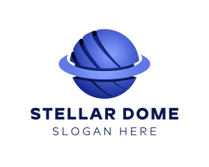 Blue 3D Cosmic Planet logo design