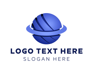 Galactic - Blue 3D Cosmic Planet logo design