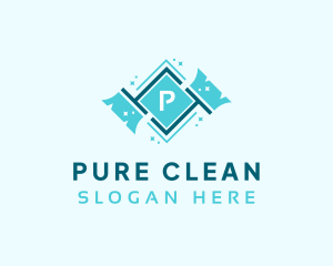 Housekeeper Broom Cleaner logo design