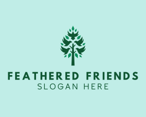 Tree Leaf Bird Wellness logo design