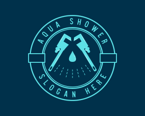 Shower - Wrench Shower Badge logo design