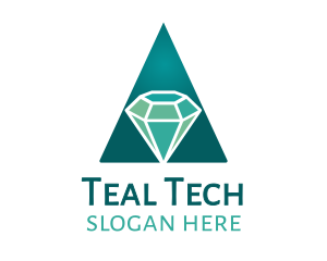 Teal Diamond Jewel logo design