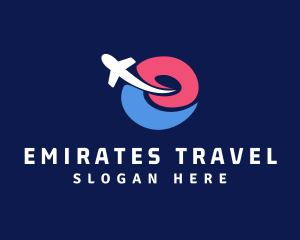 Airplane Travel Letter E logo design