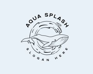Wave Splash Whale logo design