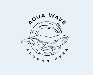 Wave Splash Whale logo design