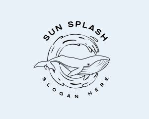 Wave Splash Whale logo design