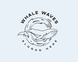 Whale - Wave Splash Whale logo design