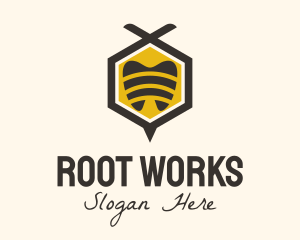 Root - Tooth Hexagon Bee logo design