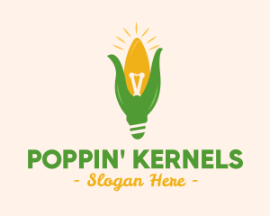 Popcorn - Corn Light Bulb logo design