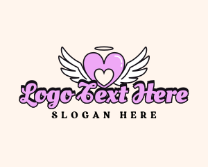 Valentine - Angelic Heart Wings logo design