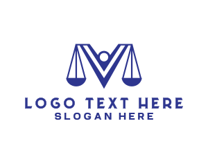 Court House - Scales of Justice Letter V logo design