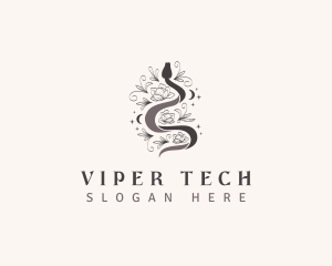 Floral Boho Snake logo design