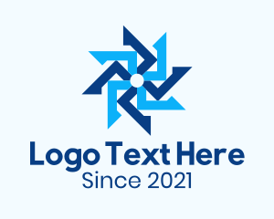 Wind Energy - Geometric Turbine Propeller logo design