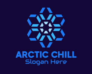 Freezing - Hexagon Radial Network logo design