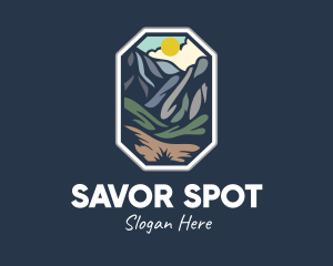 Outdoor Stained Glass Mountain logo design