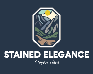 Outdoor Stained Glass Mountain logo design