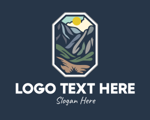 Brown And Yellow - Outdoor Stained Glass Mountain logo design