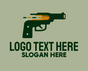 Shoot - Pistol Bullet Shoot logo design