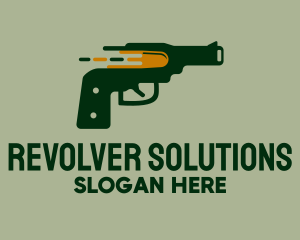 Revolver - Pistol Bullet Shoot logo design