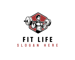 Barbell Lifting Fitness logo design