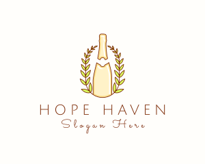 Wine Store - Wine Bottle Wreath logo design