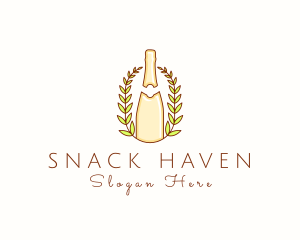 Wine Bottle Wreath  logo design