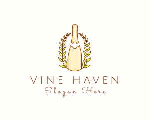 Wine Bottle Wreath  logo design