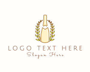 Wine Shop - Wine Bottle Wreath logo design