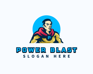 Masculine Male Superhero logo design