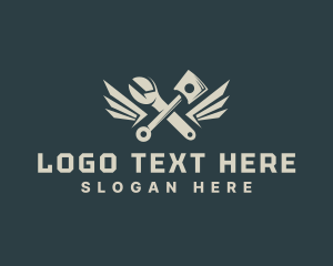 Tool - Engine Piston Wrench Wings logo design