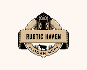 Rustic Barn Cow logo design