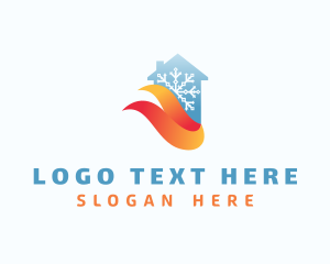 Fire - Heating & Cooling Home logo design