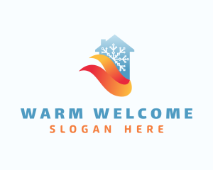 Heating & Cooling Home logo design